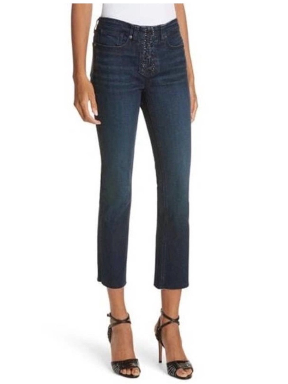 Veronica Beard Carolyn 10” Baby Boot Lace up Fly Jeans 28
